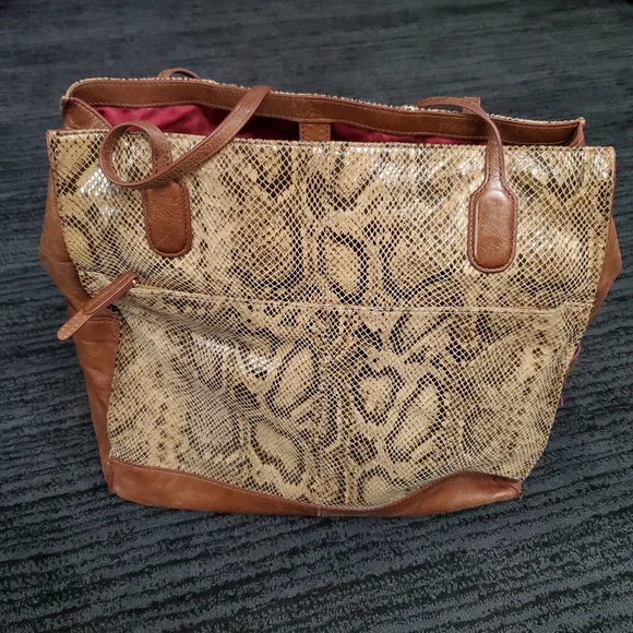 Hobo International Brown Finely Tote Autumn Python Bag - Picture 3 of 9